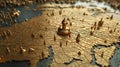 Map with Gold Marker Pins Royalty Free Stock Photo