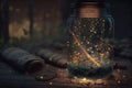 Mason jar filled with fireflies