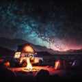 ai generated image Milky Way above Camper Van