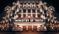 AI-Generated Image of Ministry of Truth, Orwell\'s 1984, Dystopian Totalitarianism, Soviet Architecture