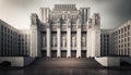 AI-Generated Image of Ministry of Truth, Orwell\'s 1984, Dystopian Totalitarianism, Soviet Architecture