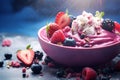 Mixed berry smoothie bowl healthy food background