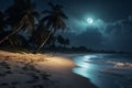 Moonlit Beach Valentine Day background