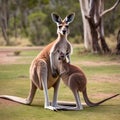 AI generated image of a mother kangaroo alongwith her child