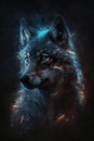 Mysterious wolf ghost magic portrait