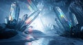 Crystal cave with rainbow reflections and. Royalty Free Stock Photo