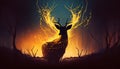 Ethereal Deer with Branch Antlers, Made with Generative AI