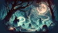 Whispers in the Moonlit Forest - AI generated digital art