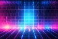 Neon grid pattern background 80s retro nostalgic Royalty Free Stock Photo