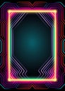 Neon wave pattern frame 80s retro nostalgic Royalty Free Stock Photo