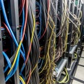 AI generated image - network cables in a server rack Royalty Free Stock Photo