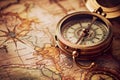 AI generated image of old compass and map Royalty Free Stock Photo