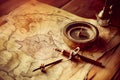 AI generated image of old compass and map Royalty Free Stock Photo