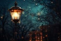 Old fashioned Streetlamp at Night Valentine Day background