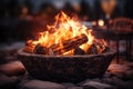 Outdoor fire pit for relaxation self care background