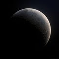 Crescent Moon with Detailed Cratered Surface Against Dark Deep Space Background for Space Themed Designs and Educational Content Royalty Free Stock Photo