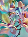 AI ILLUSTRATION pastel magnolia flowers