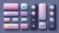 Kawaii pastel UI doodles with cute buttons and pop up panels Royalty Free Stock Photo