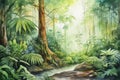 Peaceful rainforest scene self care background