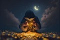 Supplicating Under Starry Skies, Made with Generative AI Royalty Free Stock Photo