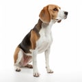 Beagle dog on white background