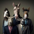 ai generated image portrait group of donkies in a business suit Royalty Free Stock Photo