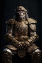 Portrait of the monkey knight wearing armor