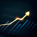 AI-Generated Glowing Upward Trending Line Graph on a Dark Background Royalty Free Stock Photo