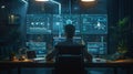 AI generated data analyst working in advanced business intelligence command center Royalty Free Stock Photo