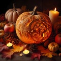 Beautifully carved pumpkin