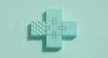 Puzzle pieces forming a cross, mint green background Royalty Free Stock Photo