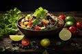 Quinoa and black bean salad healthy food background