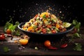 Quinoa and black bean salad healthy food background