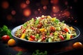 Quinoa salad with mixed vegetables healthy food background