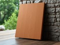 Wood Panel Leaning Against Stone Wall Outdoors Royalty Free Stock Photo