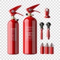 Red fire extinguisher set Royalty Free Stock Photo