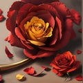 AI generated image of red and yellow coloured petals of fully bloomed roses Royalty Free Stock Photo