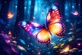 AI-generated image reveals a captivating scene of a butterfly gracefully in flight within a garden Royalty Free Stock Photo