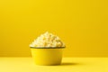 Rice Bowl tasty fast food street food for take away on yellow background