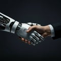 AI-Generated Image: Robotic Hand and Human Hand Shaking for AI Human Collaboration Royalty Free Stock Photo