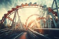 Roller Coaster Amusement Park 90s retro background Royalty Free Stock Photo