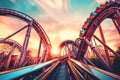 Roller Coaster Amusement Park 90s retro background Royalty Free Stock Photo