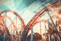 Roller Coaster Amusement Park 90s retro background Royalty Free Stock Photo