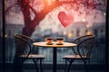 Romantic Cafe Table Valentine Day background