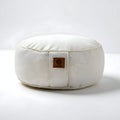 AI-Generated Image of Round White Meditation Cushion with Brown Label Royalty Free Stock Photo