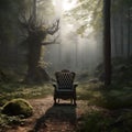 Royal Grey Chair in the Middle of a Forest