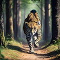 AI generated image of a running cheetah in jungle