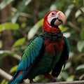 AI generated image of a scarlet macaw perched on a tree branch Royalty Free Stock Photo