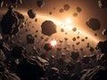 Asteroid Field Collision: A Dramatic Space Rock Impact Royalty Free Stock Photo