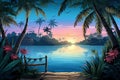 A serene moment by a calm lagoon vector tropical background